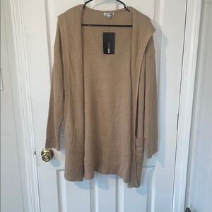 Fashion Nova Tan Cardigan Sweater Lightweight Open-Front